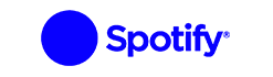 A black background with blue text that says " spotify ".