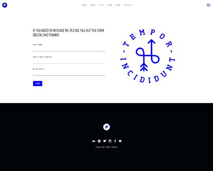 A black and white image of the front page of a website.