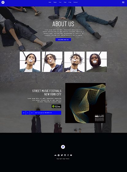A website with multiple images of people and a person standing.