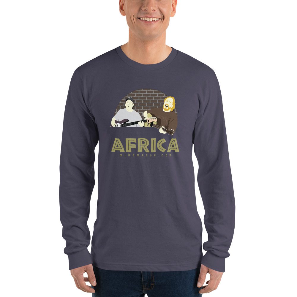 A man wearing a long sleeve t-shirt with an african animal design.