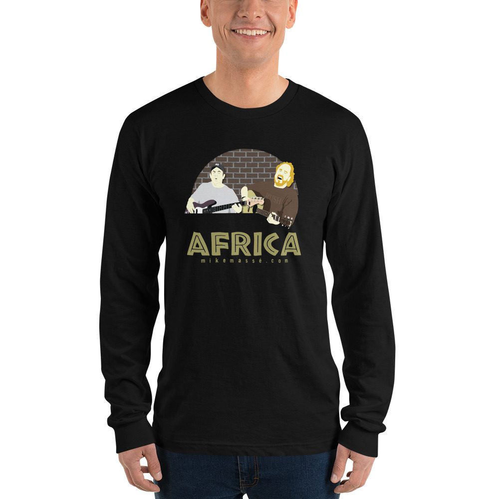 A man wearing a long sleeve t-shirt with an african animal design.
