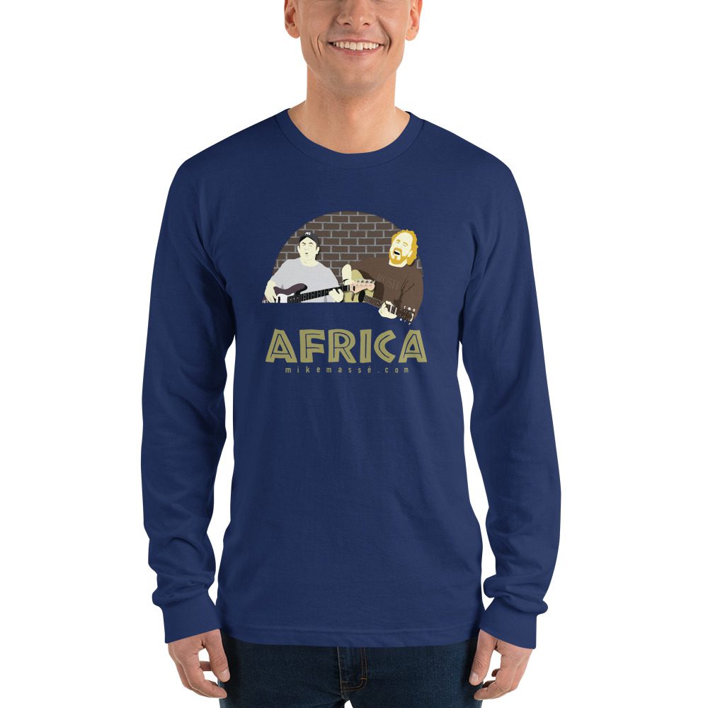 A man wearing a long sleeve t-shirt with an african animal design.